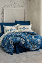 Cotton Box-Saten Çift Kişilik Nevresim Takımı Stasya Lacivert-Nevresim Takımı-1-Milagron.com