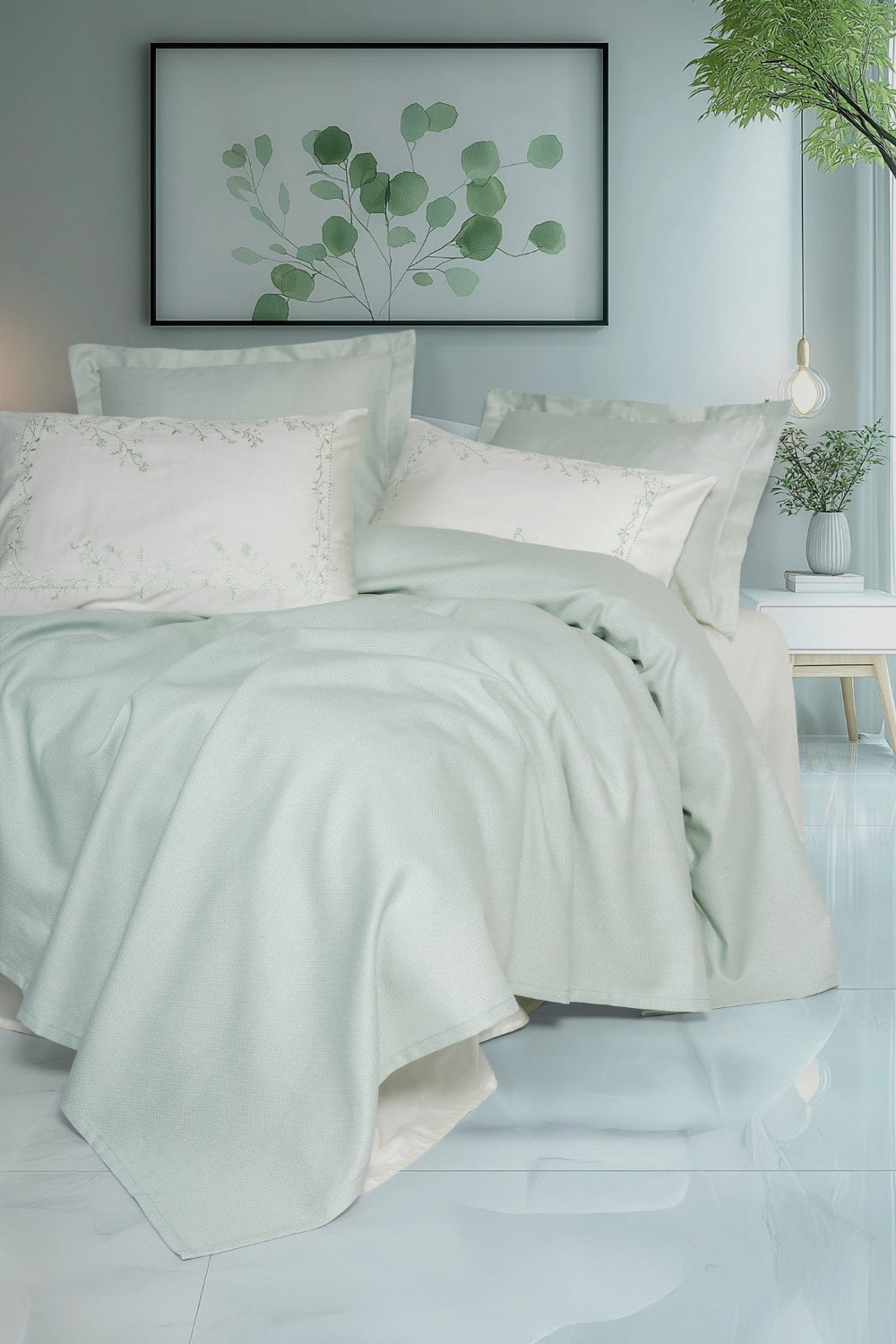 Cotton Box-Serenity Bambu Çift Kişilik Pike Takımı Brisa Mint-Pike Takımı-1-Milagron.com