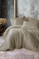 Cotton Box-Silky Saten Çift Kişilik Nevresim Takımı Bej-Nevresim Takımı-1-Milagron.com