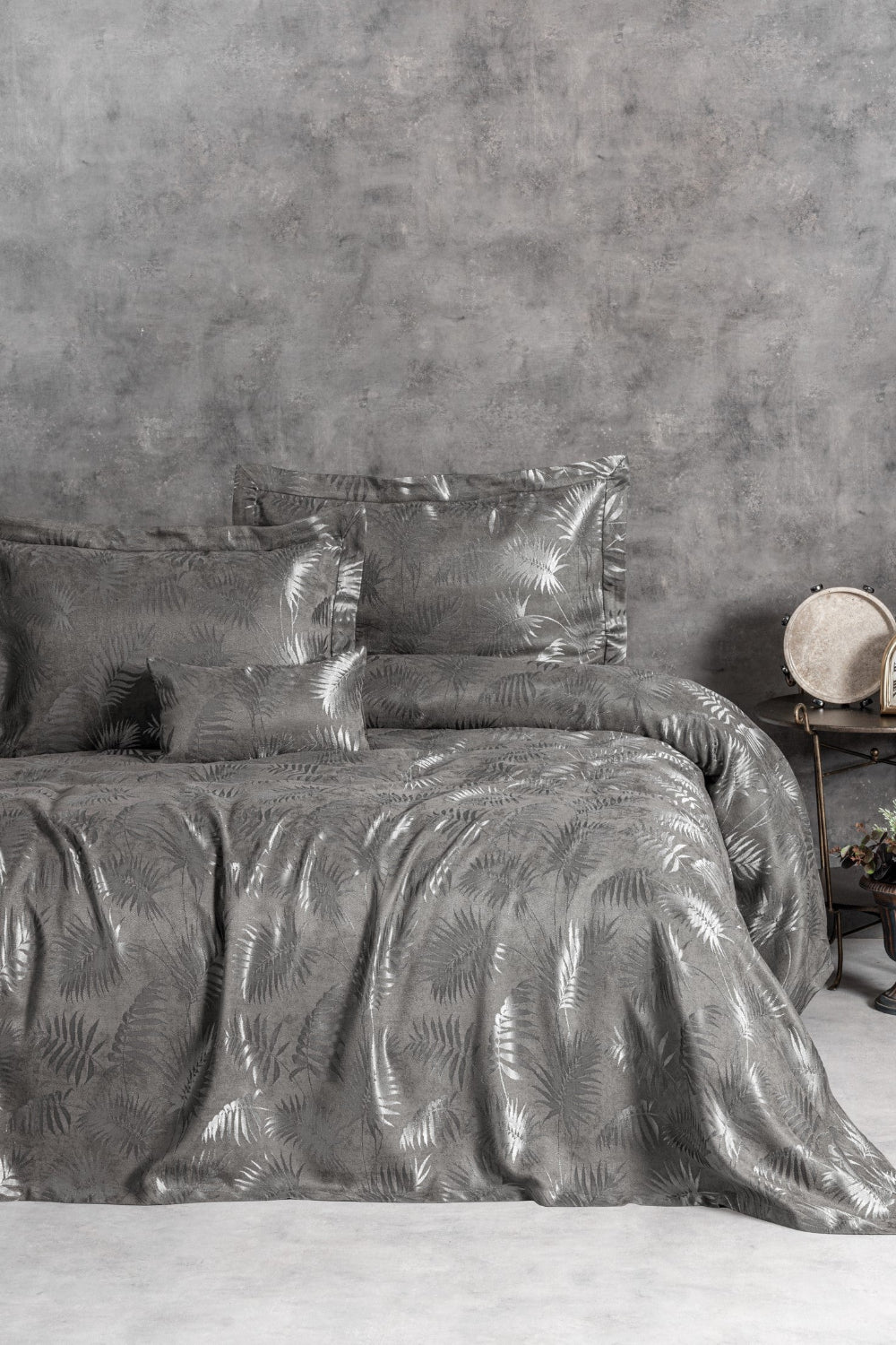 Cotton Box-Smart Çift Kişilik Yatak Örtüsü Dafne Antrasit-Yatak Örtüsü-1-Milagron.com