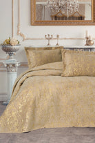 Cotton Box-Smart Çift Kişilik Yatak Örtüsü Kadife Varaklı Brillante Kahve-Yatak Örtüsü-1-Milagron.com