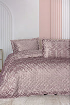 Cotton Box-Smart Çift Kişilik Yatak Örtüsü Kadife Varaklı Luz Pudra-Yatak Örtüsü-1-Milagron.com