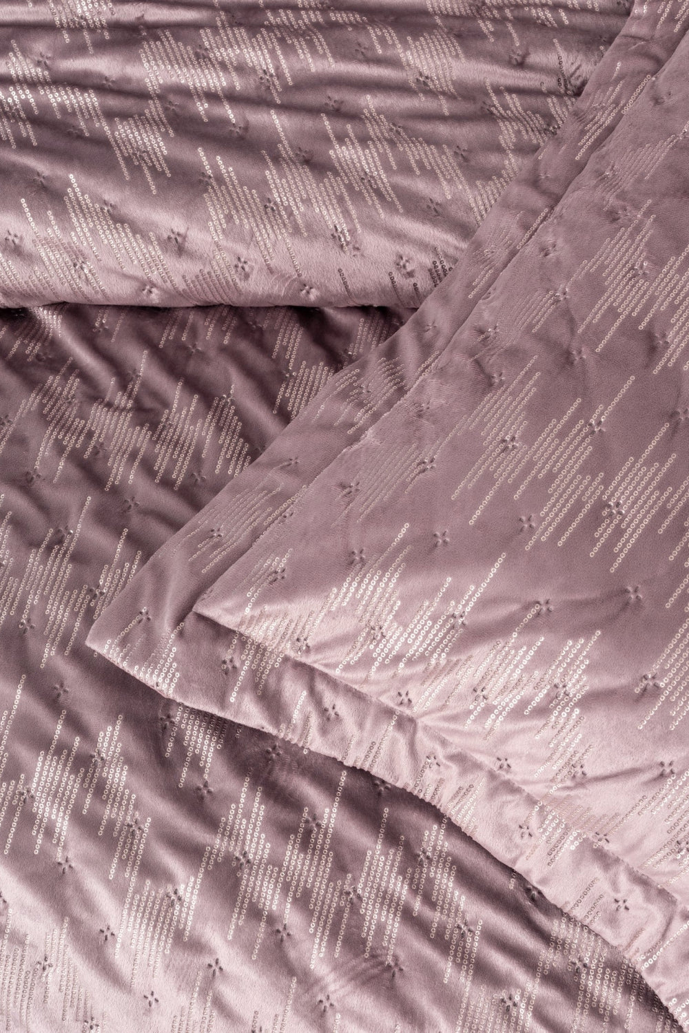 Cotton Box-Smart Çift Kişilik Yatak Örtüsü Kadife Varaklı Luz Pudra-Yatak Örtüsü-2-Milagron.com