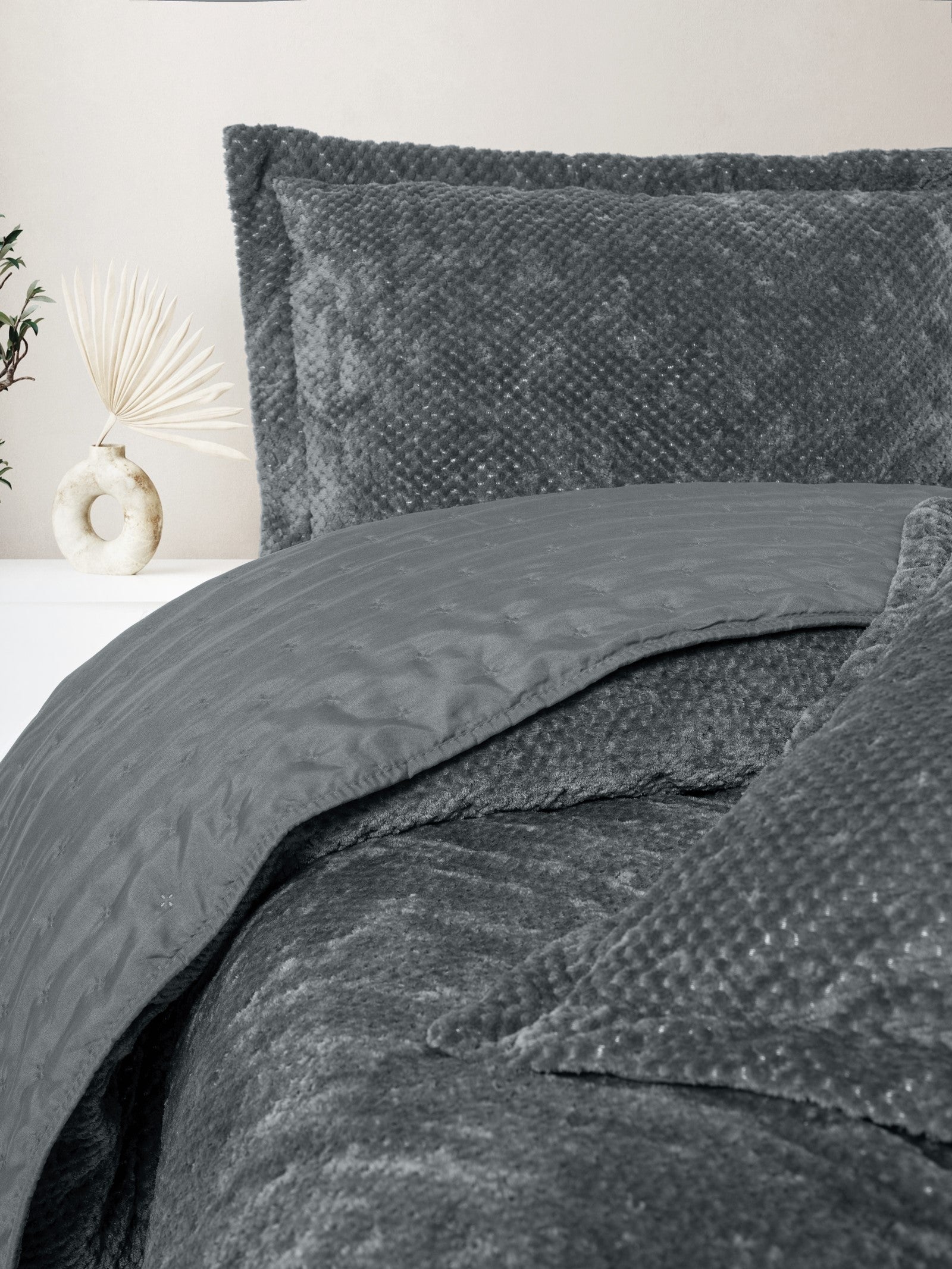 Cotton Box Softnest Tek Kişilik Yatak Örtüsü Boleta Koyu Gri