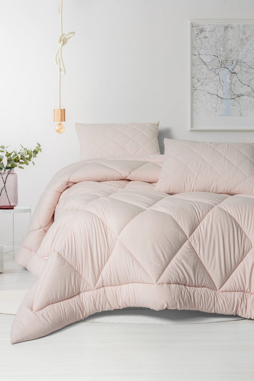 Cotton Box-Softwash Çift Kişilik Yorgan Seti Pembe 180x200 Lastikli Çarşaf-Yorgan-1-Milagron.com