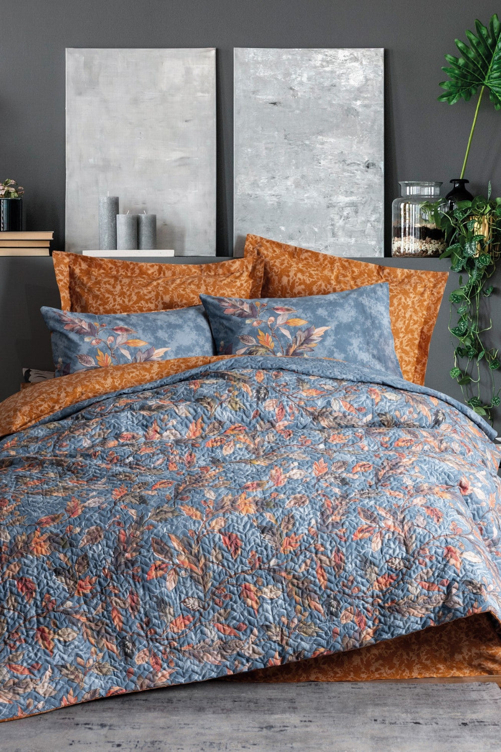 Cotton Box-Tek Kişilik Complete Set Alekra Hardal-Nevresim Takımı-1-Milagron.com