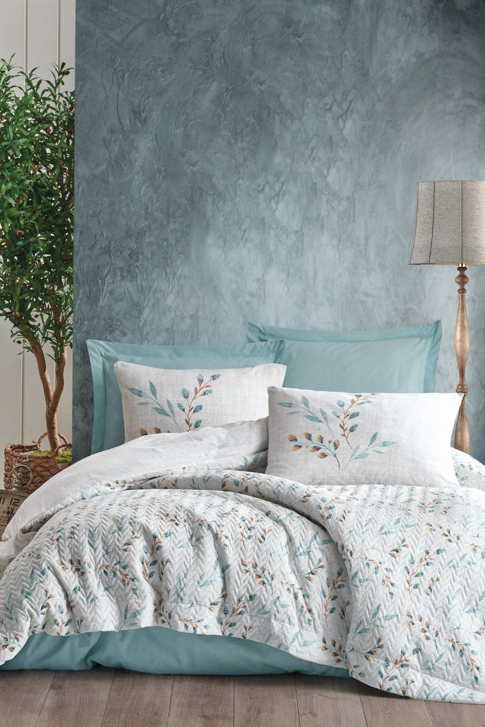 Cotton Box-Tek Kişilik Complete Set Lendell Mint-Nevresim Takımı-1-Milagron.com