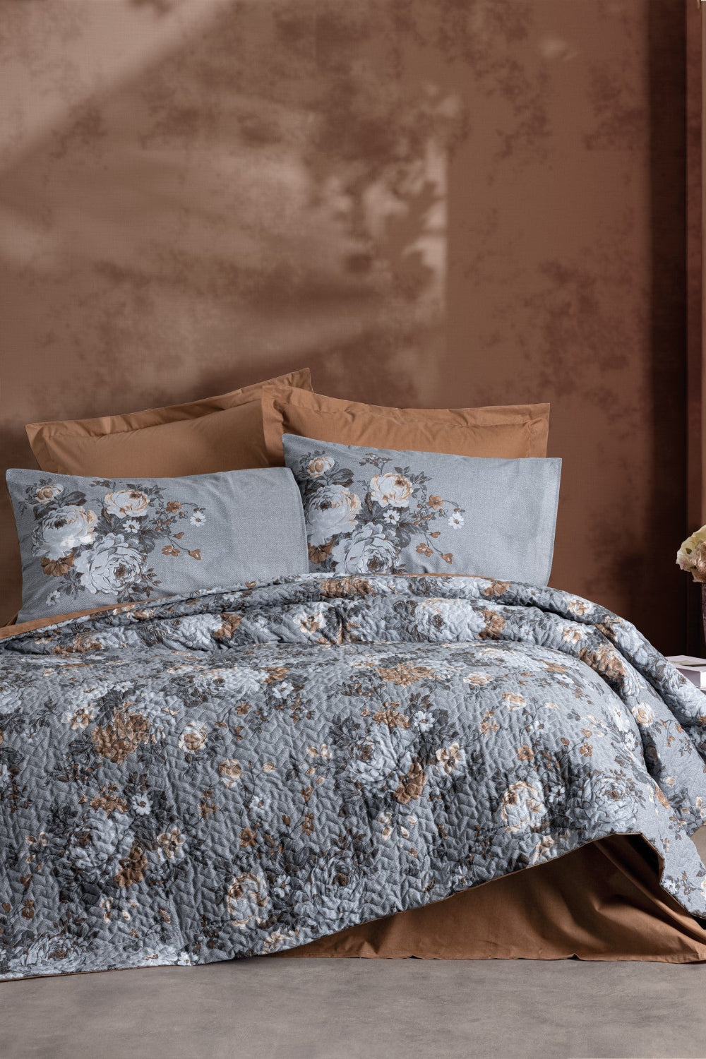 Cotton Box-Tek Kişilik Complete Set Lenora Kahve-Nevresim Takımı-1-Milagron.com