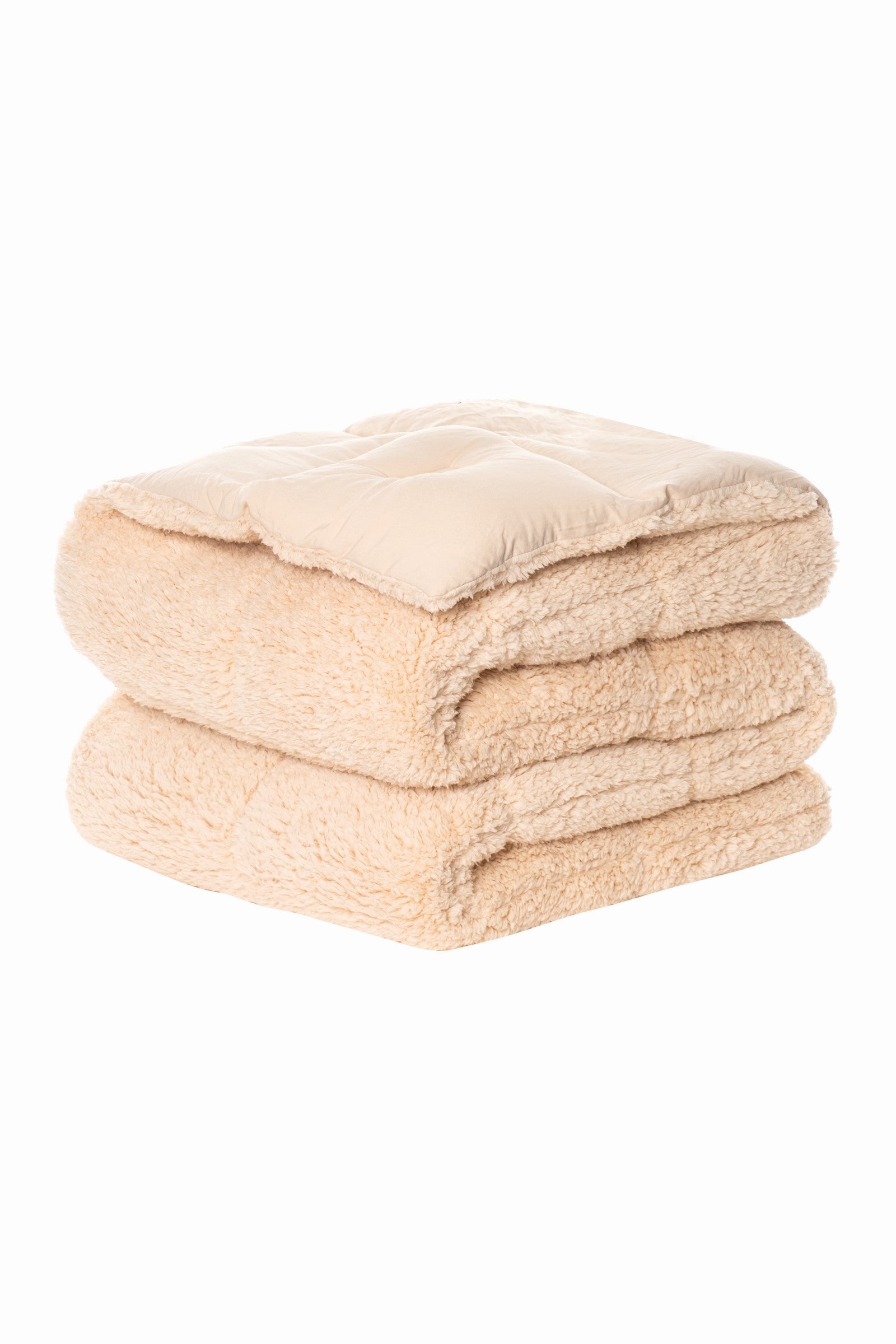 Cotton Box-Tek Kişilik Peluş Yorgan Krem 155x215-Yorgan-1-Milagron.com