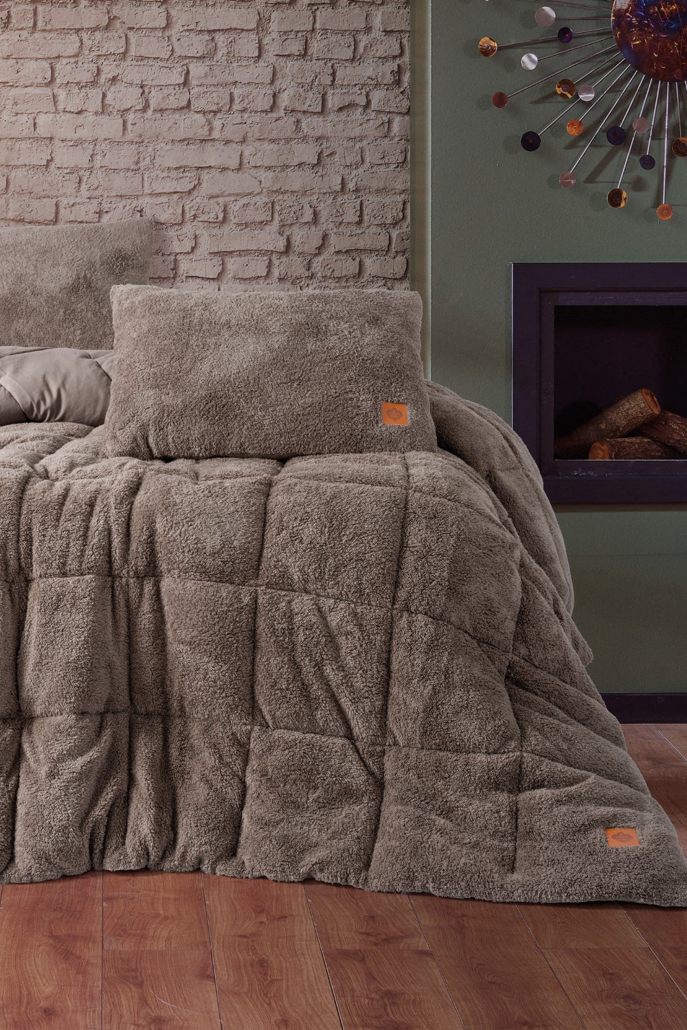 Cotton Box-Tek Kişilik Peluş Yorgan Seti Bej 155x215 Cm-Yorgan-1-Milagron.com