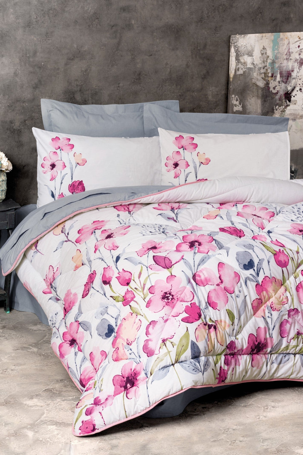 Cotton Box-Tek Kişilik Uyku Seti Carla Gri-Nevresim Takımı-1-Milagron.com