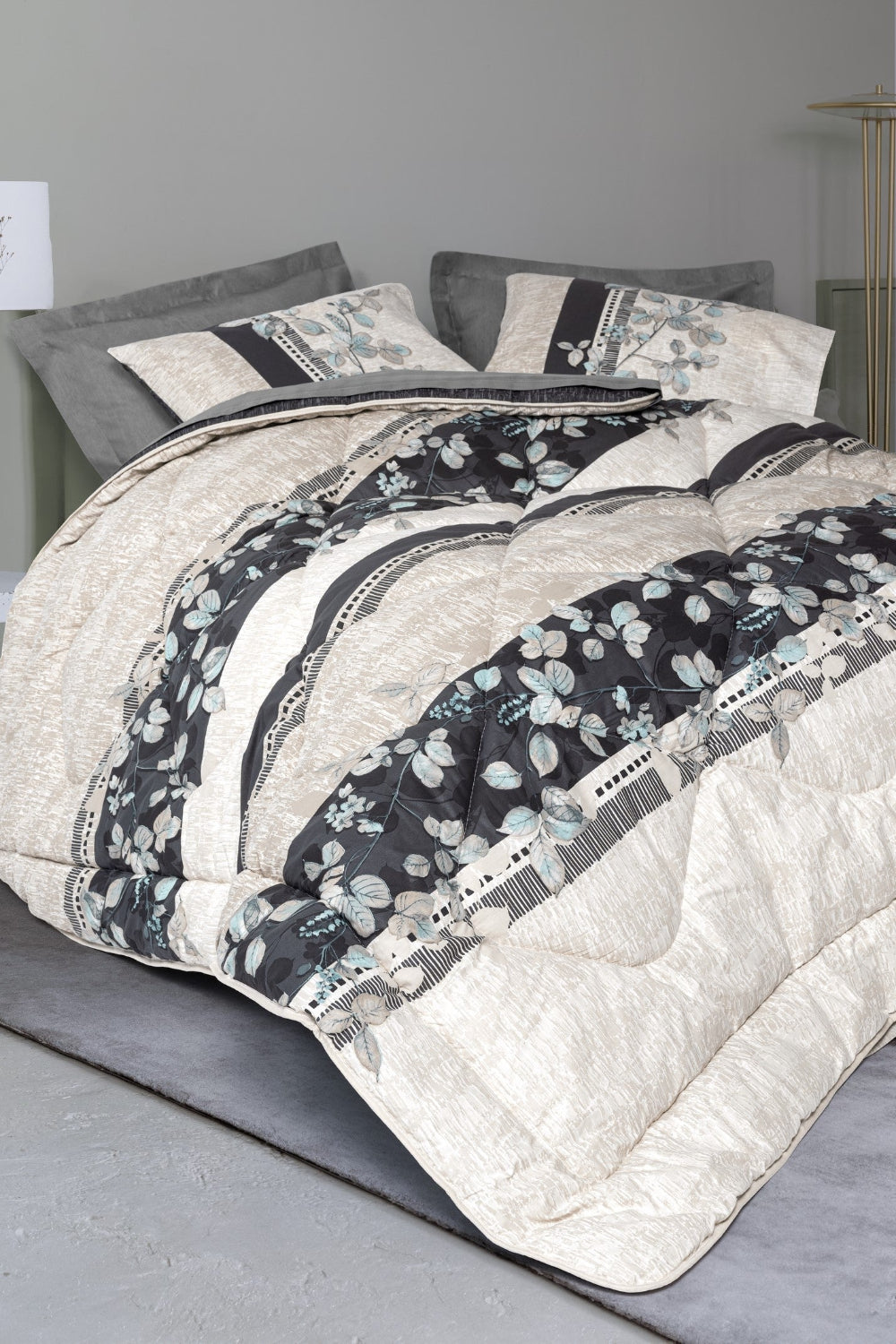 Cotton Box-Tek Kişilik Uyku Seti Lehlare Antrasit-Nevresim Takımı-1-Milagron.com