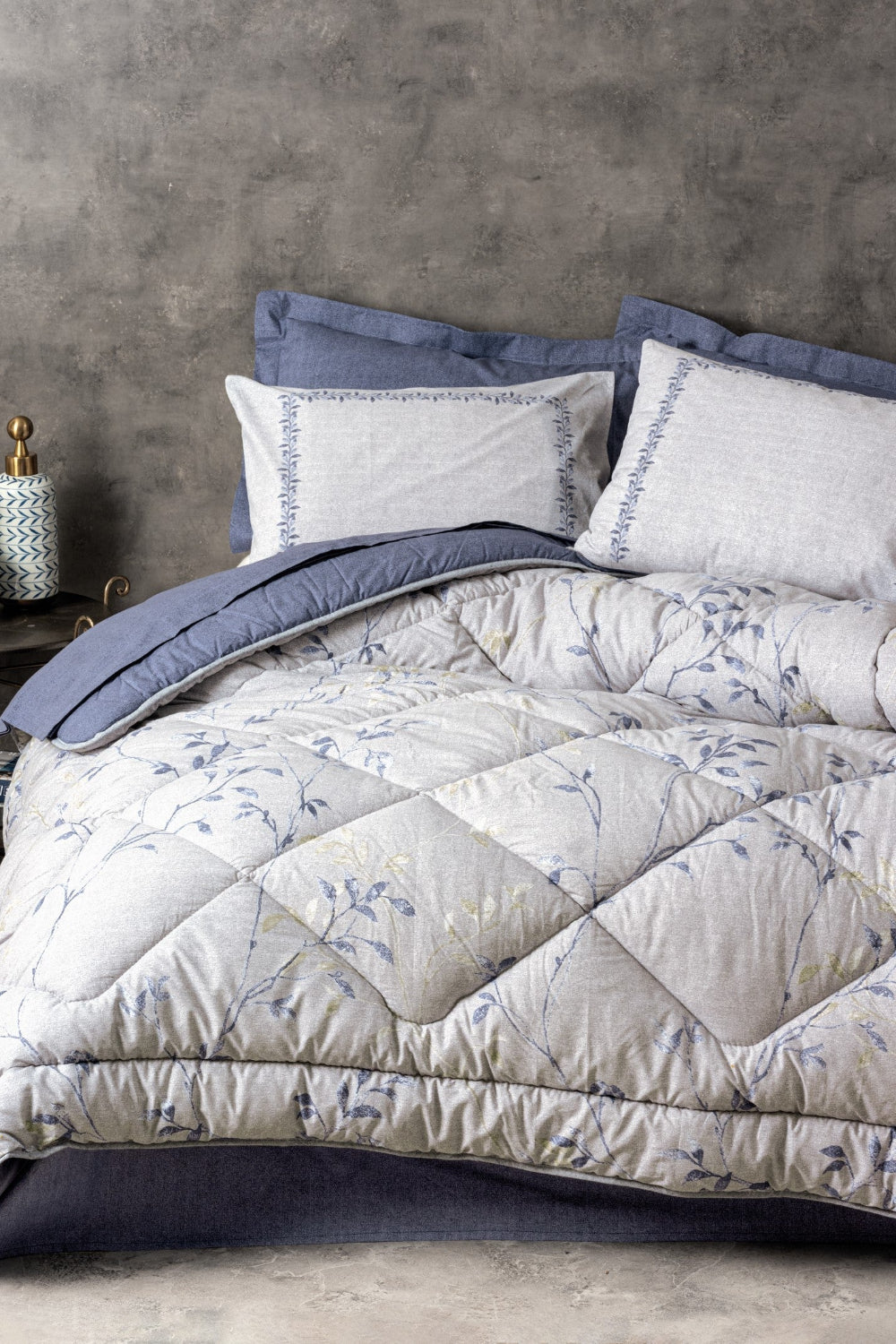 Cotton Box-Tek Kişilik Uyku Seti Nitsa Lacivert-Nevresim Takımı-1-Milagron.com