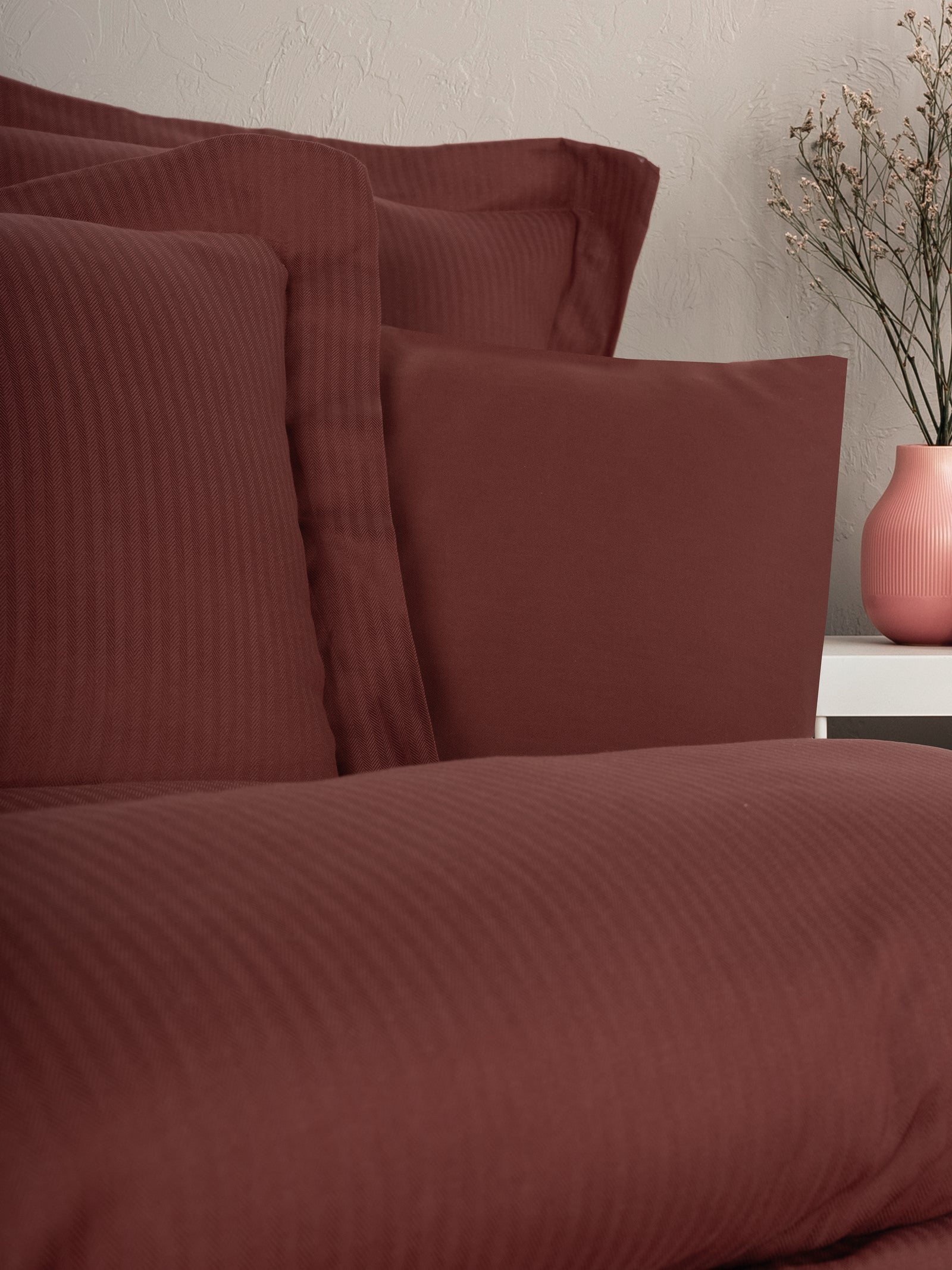 Cotton Box-Tensel Craft Çift Kişilik Nevresim Takımı Bordo-Nevresim Takımı-3-Milagron.com