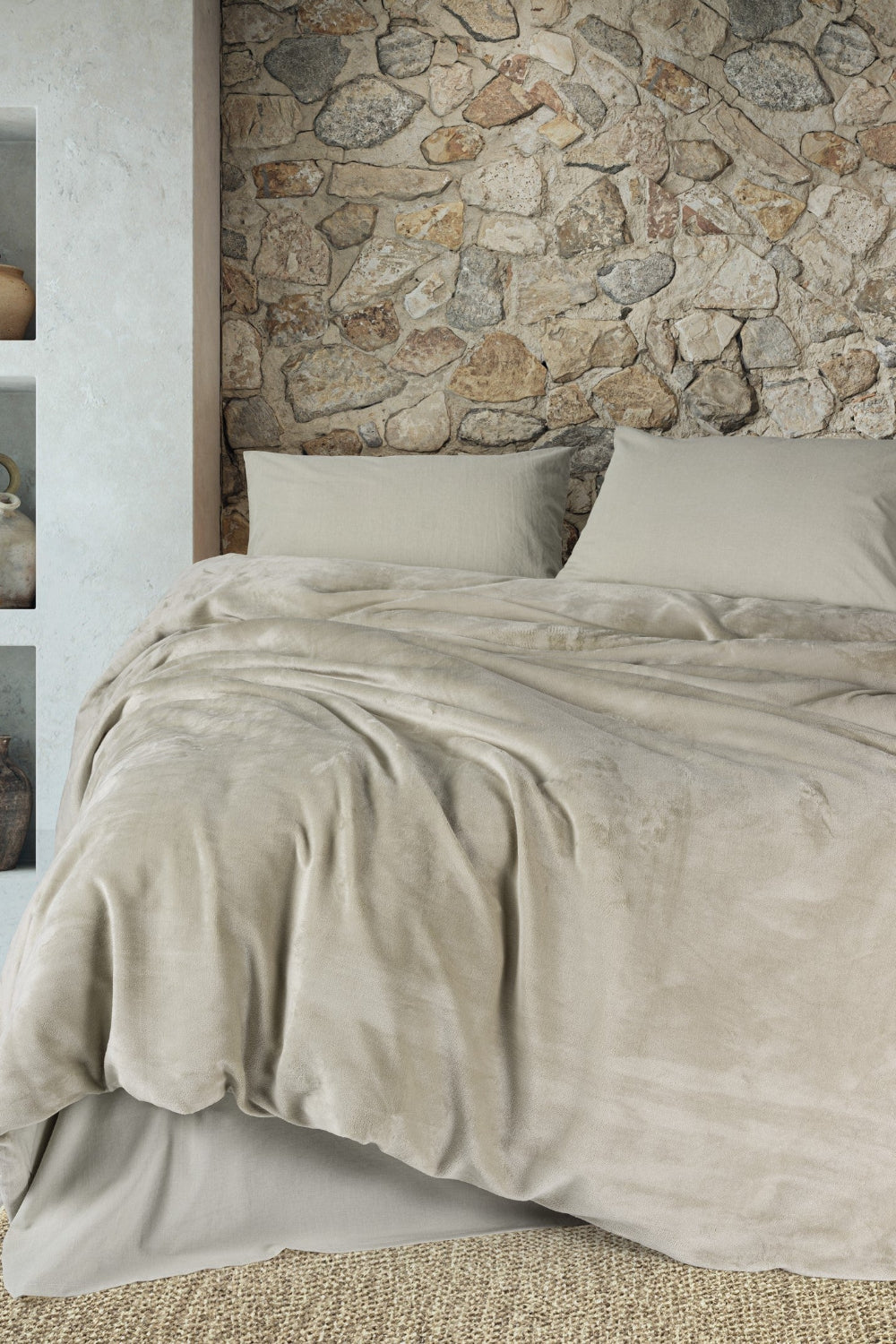 Cotton Box-Velvet Çift Kişilik Nevresim Takımı Flossy Taş-Nevresim Takımı-1-Milagron.com