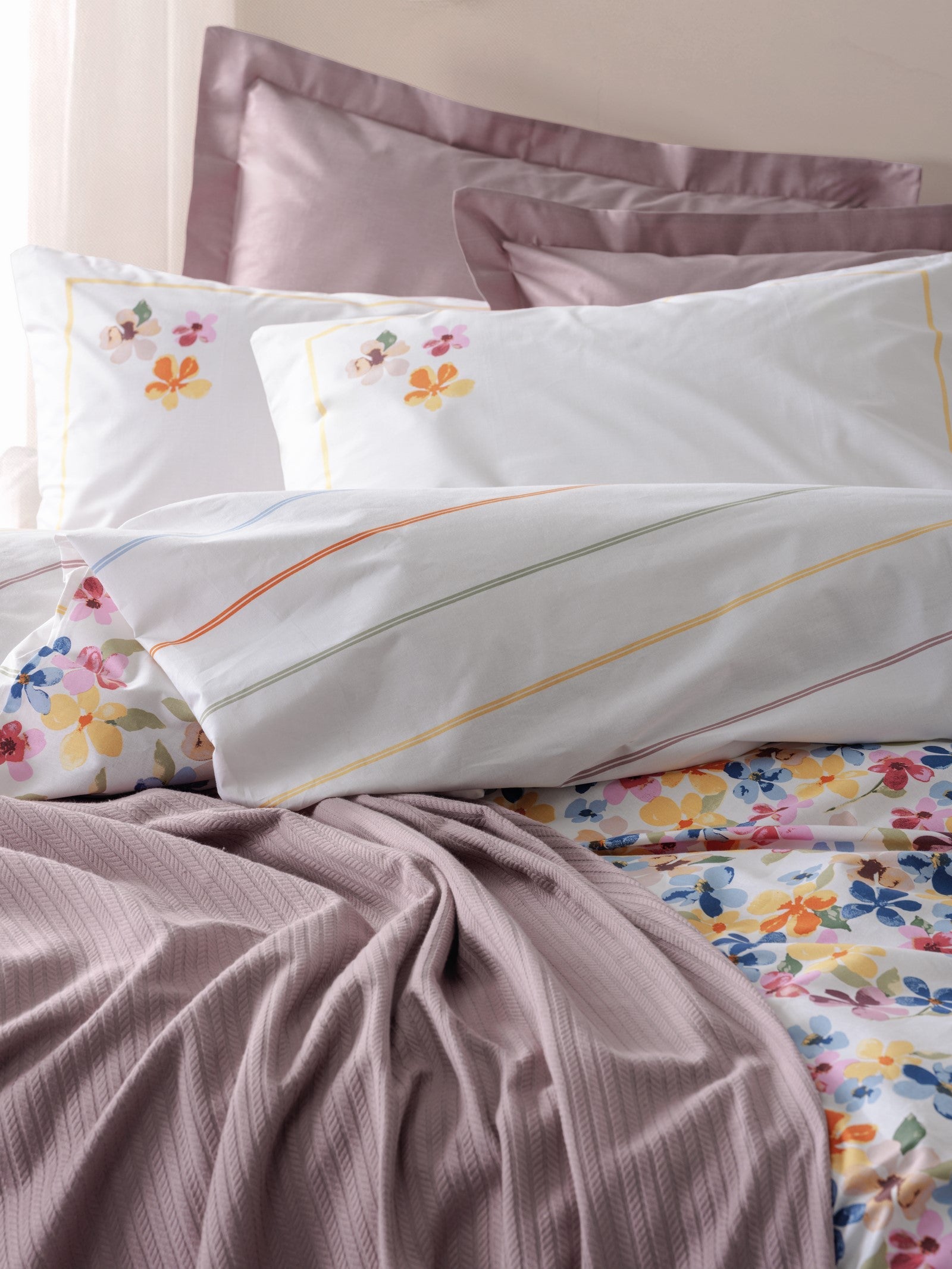  Vivid Çift Kişilik Pikeli Nevresim Takımı Flurry Lila