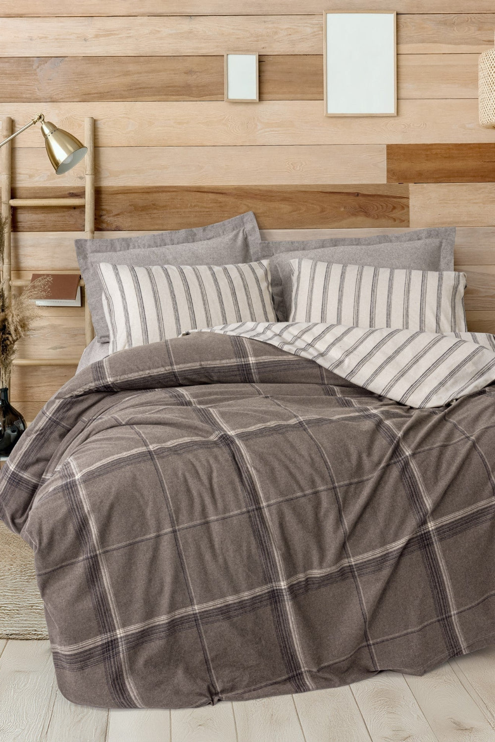 Cotton Box-Warm Flanel Çift Kişilik Nevresim Takımı Caldo Kahve-Nevresim Takımı-1-Milagron.com