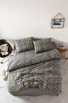 Cozy Home-Cozy Home çift Kişilik Lastikli çarşaflı Nevresim Takımı Dama Sarı-Çift Kişilik Nevresim Takımı-1-Milagron.com