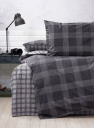 Cozy Home-Cozy Home çift Kişilik Lastikli çarşaflı Nevresim Takımı Ekose Antrasit-Çift Kişilik Nevresim Takımı-3-Milagron.com