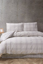 Cozy Home-Cozy Home çift Kişilik Lastikli çarşaflı Nevresim Takımı Ekose Bej-Çift Kişilik Nevresim Takımı-2-Milagron.com