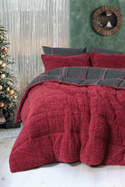Cozy Home-Festive Çift Kişilik Çift Taraflı Peluş Yorgan Noel Kırmızı-Yorgan-4-Milagron.com