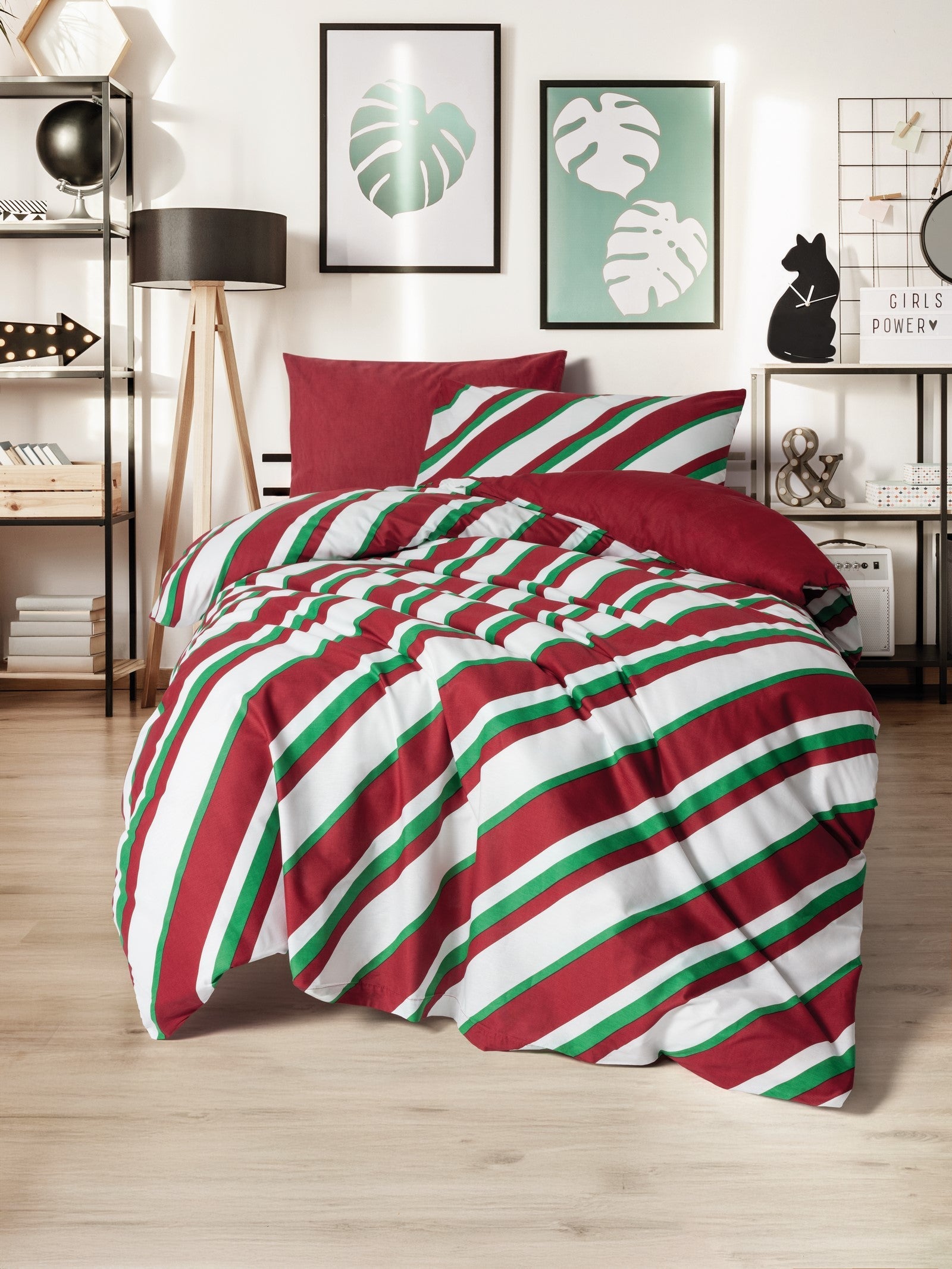 Cozy Home Festive Tek Kişilik Lastikli Çarşaflı Nevresim Takımı Merry Kırmızı
