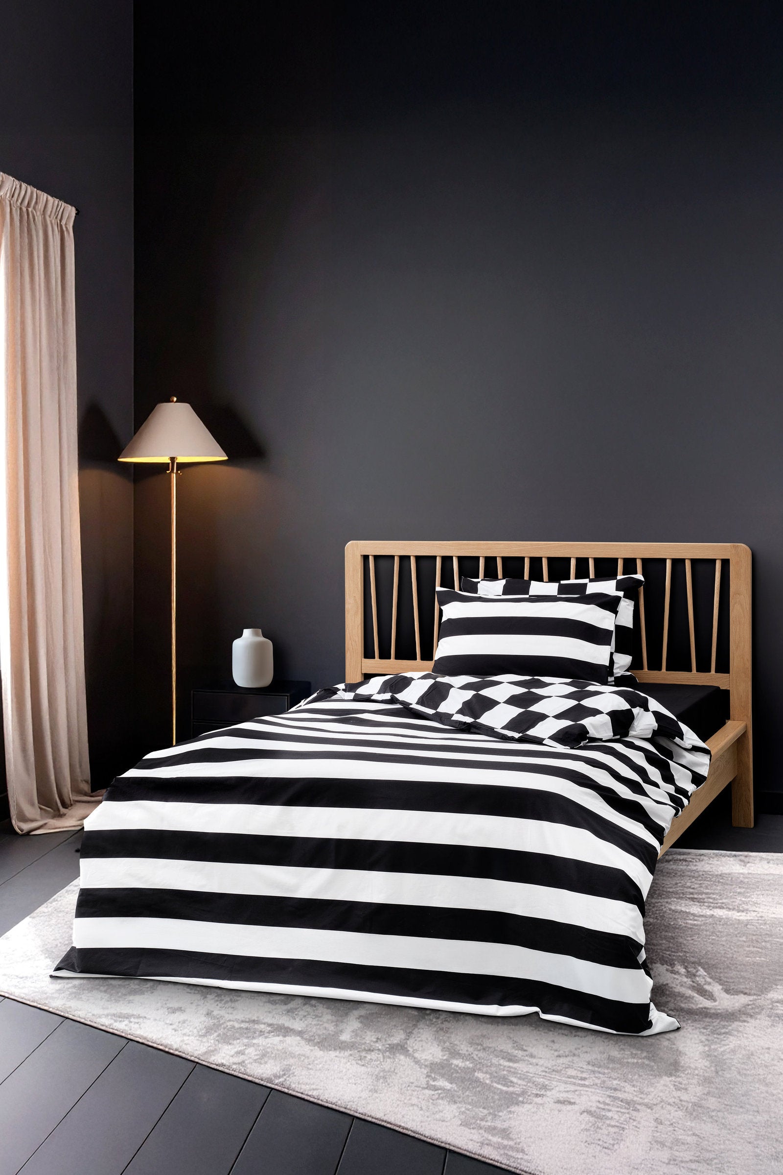 Cozy Home Mono Tek Kişilik Lastikli Çarşaflı Nevresim Takımı Code Siyah