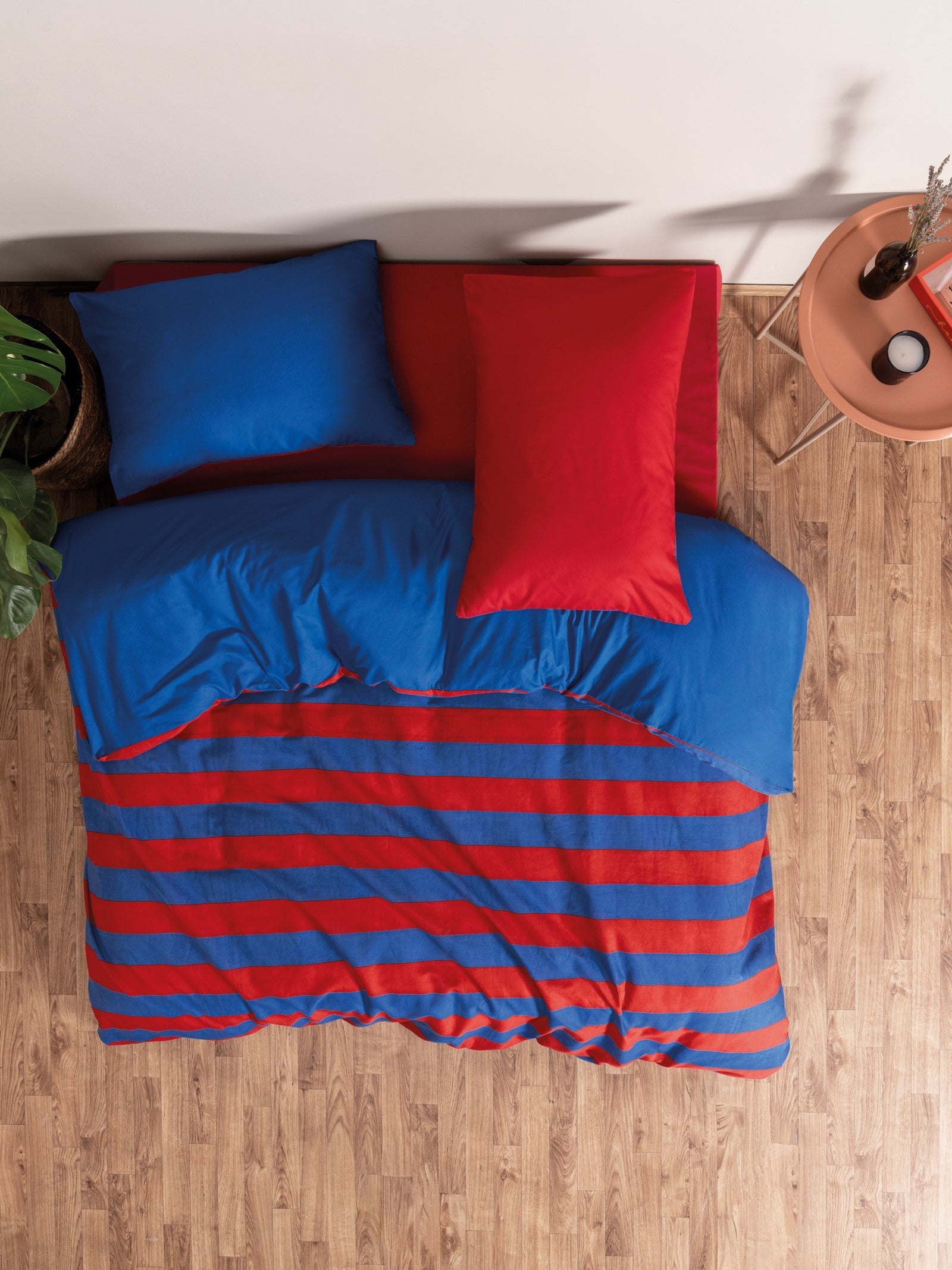 Cozy Home Popping Colors Çift Kişilik Lastikli Çarşaflı Nevresim Takımı Blaze Kırmızı