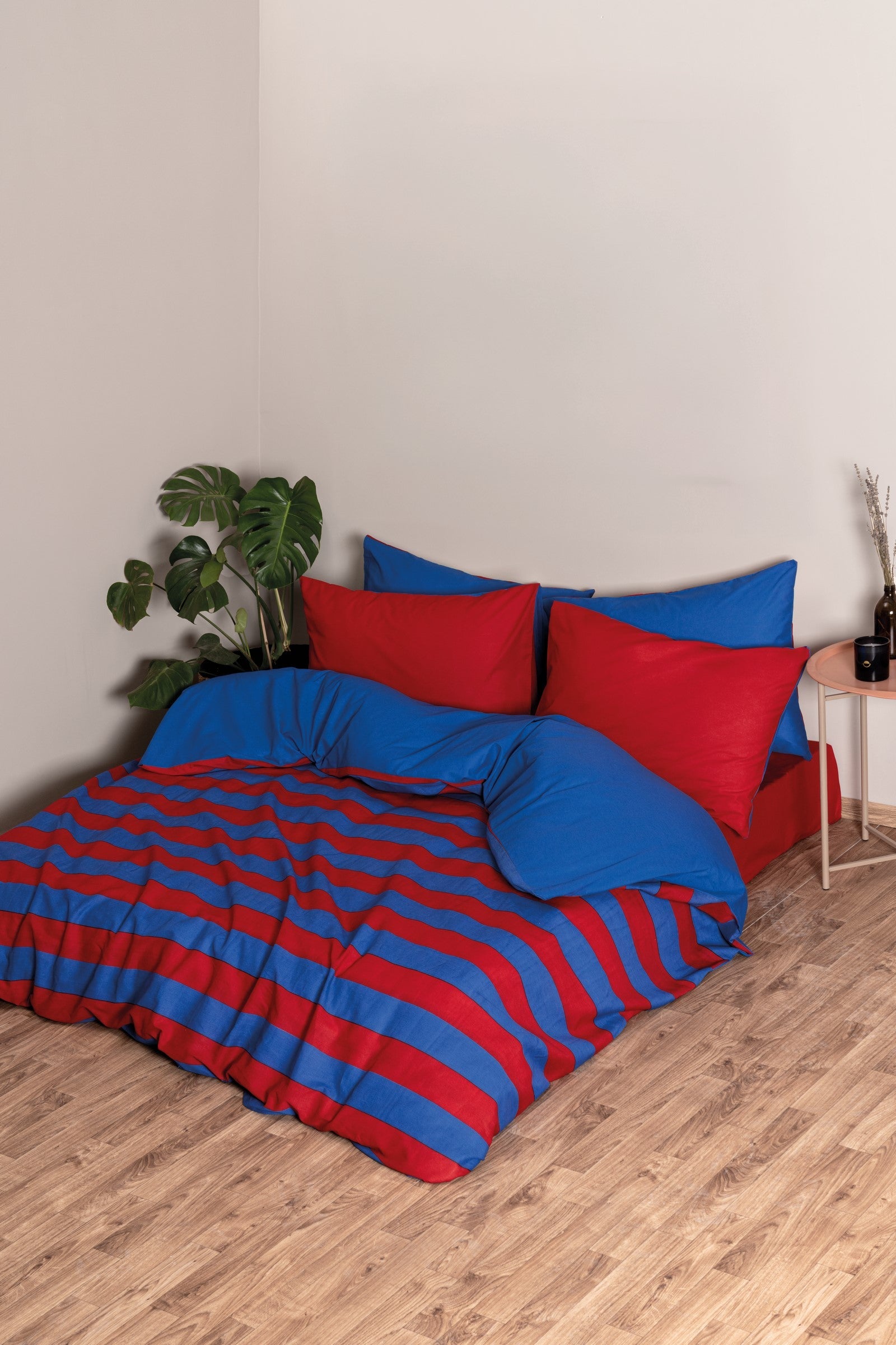 Cozy Home Popping Colors Çift Kişilik Lastikli Çarşaflı Nevresim Takımı Blaze Kırmızı
