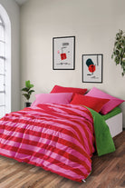 Cozy Home-Popping Colors Çift Kişilik Lastikli Çarşaflı Nevresim Takımı Cherie Yeşil-Nevresim Takımı-1-Milagron.com