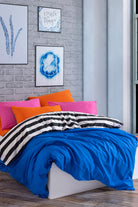 Cozy Home-Cozy Home Popping Colors çift Kişilik Lastikli çarşaflı Nevresim Takımı Dusk Mavi-Çift Kişilik Nevresim Takımı-2-Milagron.com