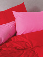 Cozy Home-Popping Colors Çift Kişilik Lastikli Çarşaflı Nevresim Takımı Sage Kırmızı Fuşya-Nevresim Takımı-4-Milagron.com