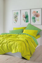 Cozy Home-Popping Colors Çift Kişilik Lastikli Çarşaflı Nevresim Takımı Sage Sarı Yeşil-Nevresim Takımı-1-Milagron.com