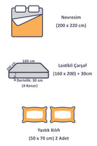 Cozy Home-Popping Colors Çift Kişilik Lastikli Çarşaflı Nevresim Takımı Venus Mavi-Nevresim Takımı-3-Milagron.com