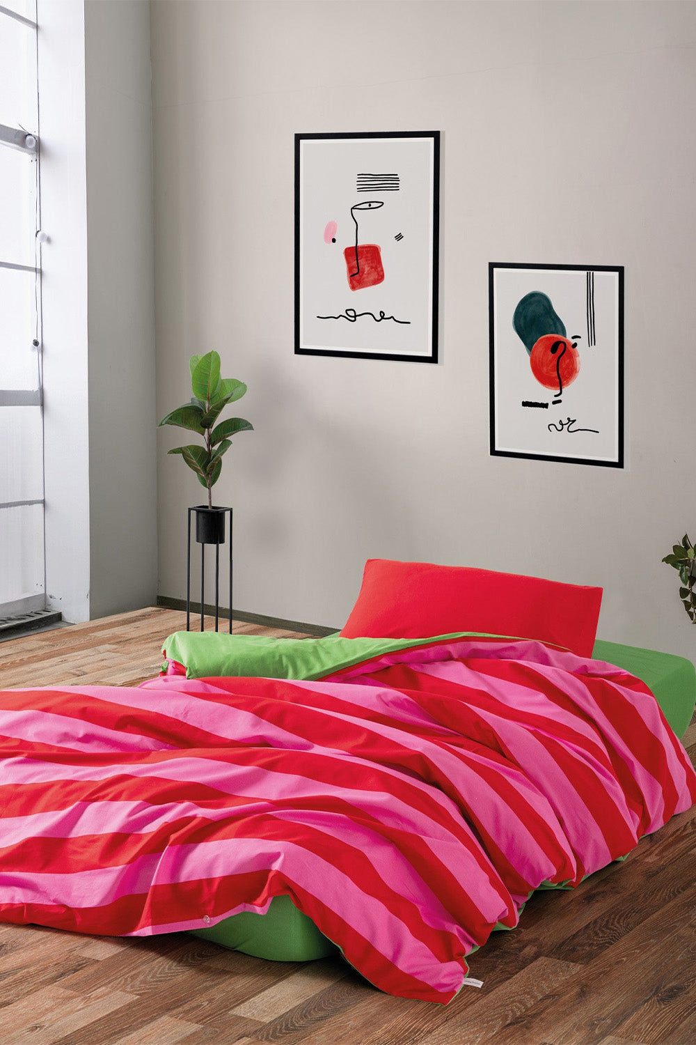 Cozy Home-Popping Colors Tek Kişilik Lastikli Çarşaflı Nevresim Takımı Cherie Yeşil-Nevresim Takımı-2-Milagron.com