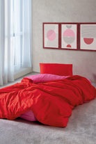Cozy Home-Popping Colors Tek Kişilik Lastikli Çarşaflı Nevresim Takımı Sage Kırmızı Fuşya-Nevresim Takımı-2-Milagron.com