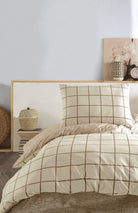 Cozy Home-Cozy Home Tek Kişilik Lastikli çarşaflı Nevresim Takımı Kare Krem-Tek Kişilik Nevresim Takımı-4-Milagron.com