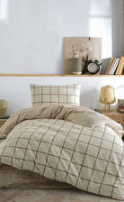 Cozy Home-Cozy Home Tek Kişilik Lastikli çarşaflı Nevresim Takımı Kare Krem-Tek Kişilik Nevresim Takımı-5-Milagron.com