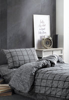 Cozy Home-Cozy Home Tek Kişilik Lastikli çarşaflı Nevresim Takımı Kare Siyah-Tek Kişilik Nevresim Takımı-4-Milagron.com