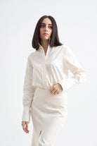 Crescent Line-Grace Gömlek Bodysuit Krem-Gömlek-1-Milagron.com