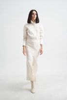 Crescent Line-Grace Gömlek Bodysuit Krem-Gömlek-7-Milagron.com