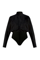 Crescent Line-Grace Gömlek Bodysuit Siyah-Gömlek-1-Milagron.com