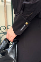 Crescent Line-Grace Gömlek Bodysuit Siyah-Gömlek-5-Milagron.com