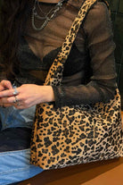 Coquette - Leopard, Leopar Desenli Omuz Çantası, Büyük Boy, Geniş Hacimli - 1