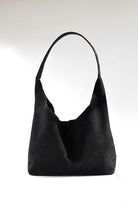 Culte-Coquette - Suede Black Süet Omuz Çantası, Büyük Boy, Geniş Hacimli-Omuz Çantası-2-Milagron.com
