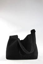 Culte-Coquette - Suede Black Süet Omuz Çantası, Büyük Boy, Geniş Hacimli-Omuz Çantası-3-Milagron.com