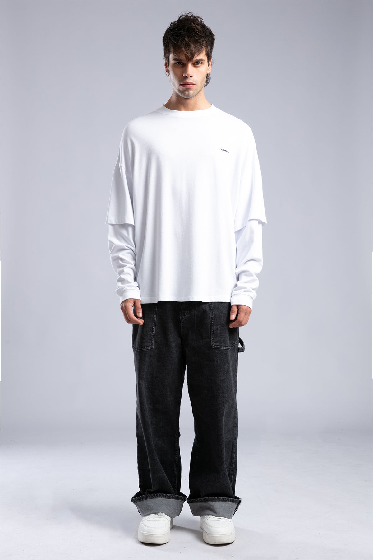 Catch-Minimal Logo Detaylı Basic İnce Sweatshirt-Sweatshirts & Hoodies-6-Milagron.com