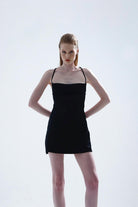 Dainova-Noir Siyah Saten Elbise-Elbise-3-Milagron.com