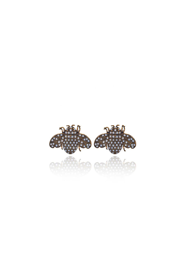 Damla Kalender-Be Bee Earrings With Pearl-Küpe-1-Milagron.com