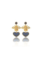 Damla Kalender-Bee With Blue Heart Earrings-Küpe-1-Milagron.com